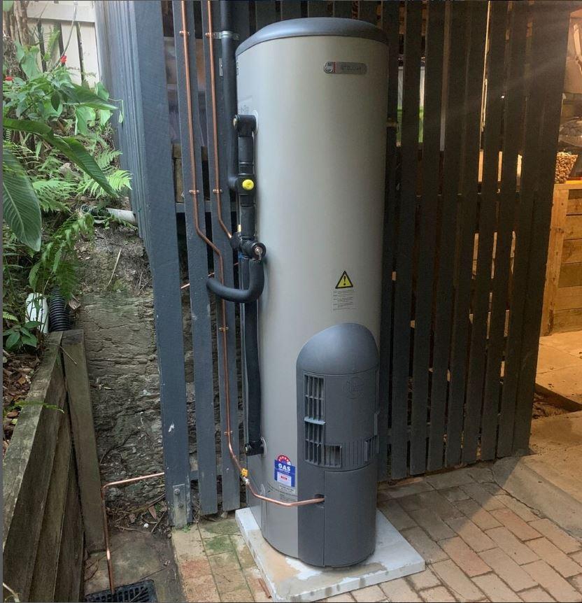 An example of a gas hot water system in a house.