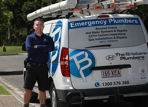 Joseph, Director of The Brisbane Plumbers, with the emergency plumbing van ready for CCTV drain inspections in Brisbane
