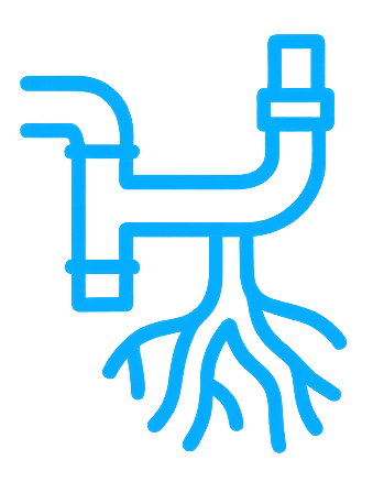 Icon of tree roots growing into pipes – pipe relining and blocked drain services in Brisbane